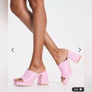 ASOS Funky Pink Platform Heel Mule Sandals (Size US 8)